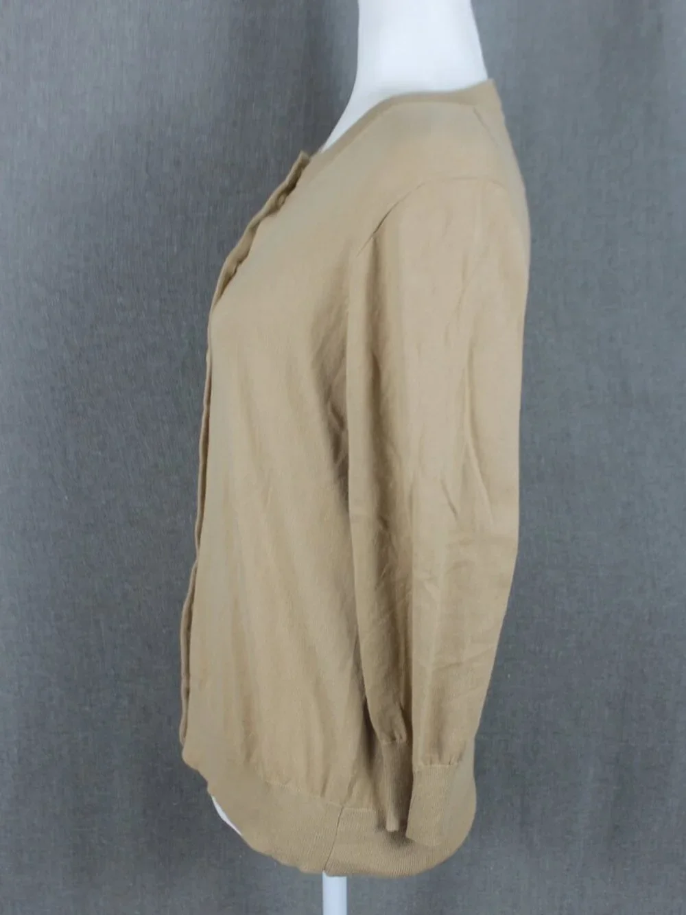 J. Crew The Clare Cardigan Women's Size L 3/4 Sleeve Cotton Sweater Tan NWT